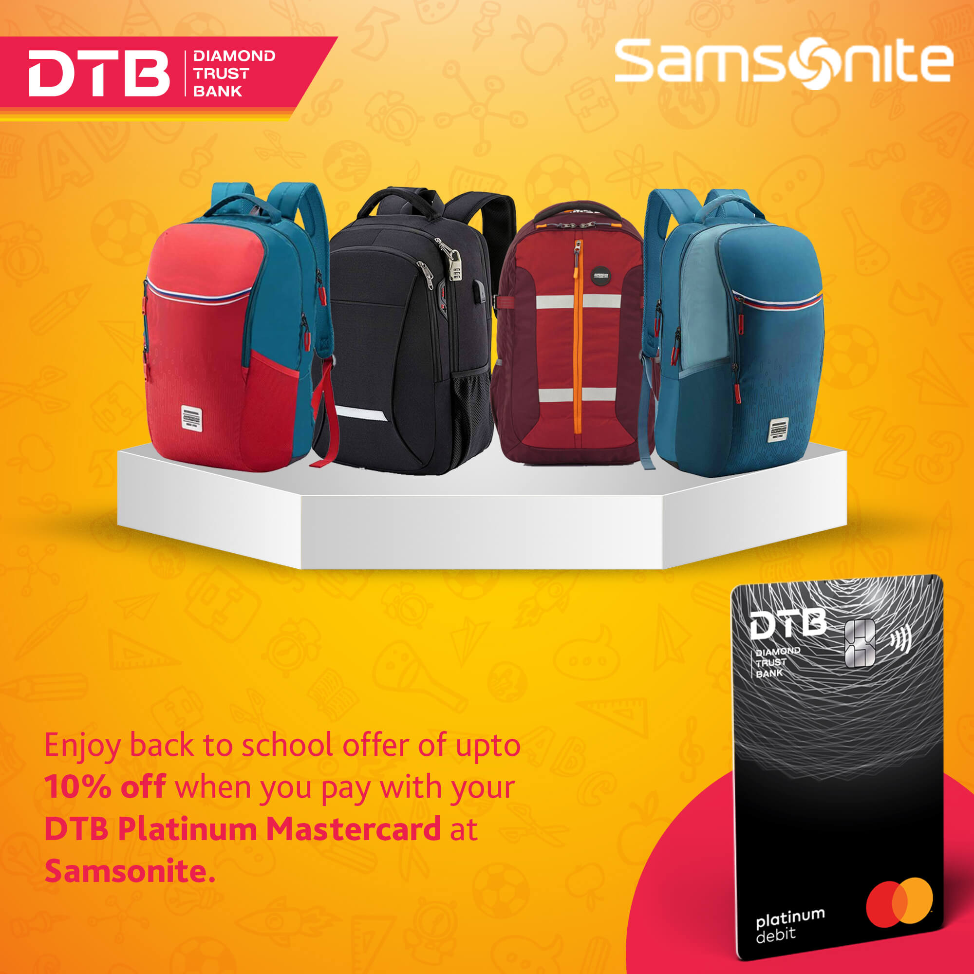 Enjoy deals on Samsonite with your DTB Mastercard